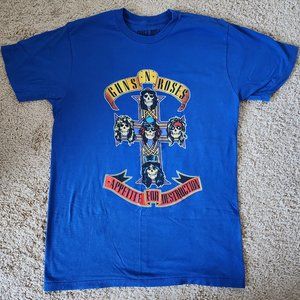 Guns N' Roses Appetite for Destruction Shirt, Blue, Size Medium.